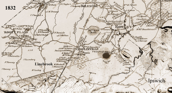 1832 Ipswich and Rowley map