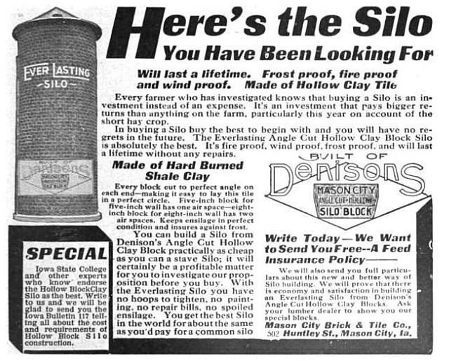 Denison clay-fired silo advertisement