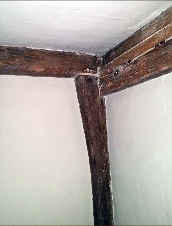 Gunstock post in Captain Joseph Gould house