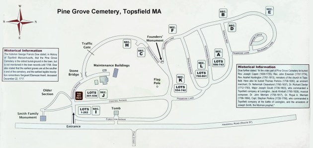 Map of Pine Grove Cemetery in Topsfield MA